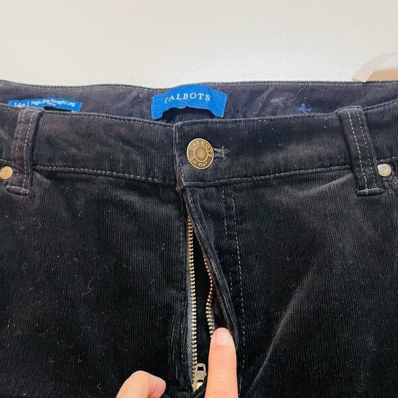 NWT Talbots Pant Trouser High Rise Straight Leg Curvy Corduroy Black Slimming - Picture 4 of 13